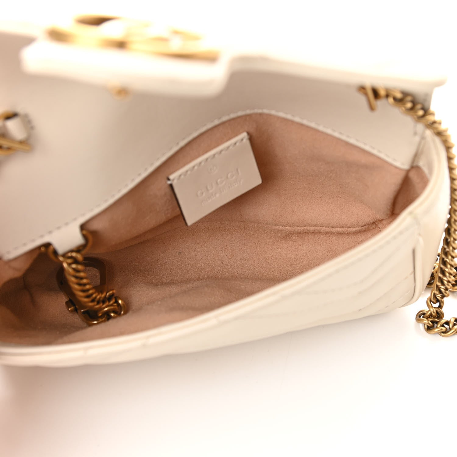 Gucci Calfskin Matelasse Super Mini GG Marmont Shoulder Bag White 5 of 10