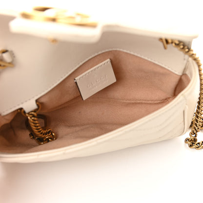 Gucci Calfskin Matelasse Super Mini GG Marmont Shoulder Bag White 5 of 10