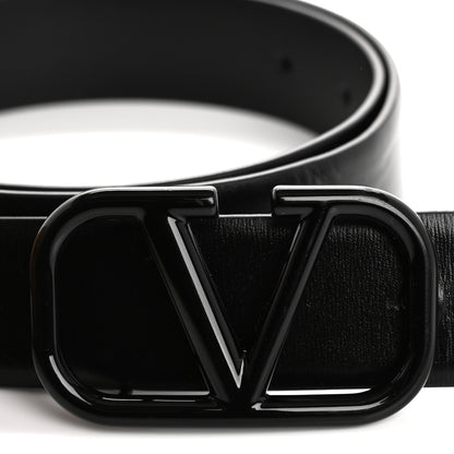Valentino Garavani Glossy Calfskin Monochrome VLogo Belt 80 32 Black 6 of 7