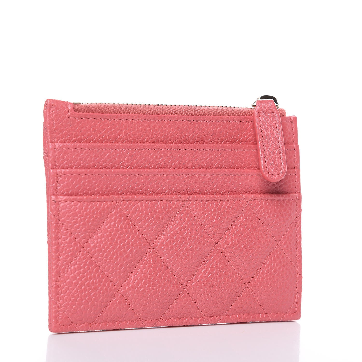 Chanel Caviar Quilted CC Zip Card Holder Pink 3 of 8