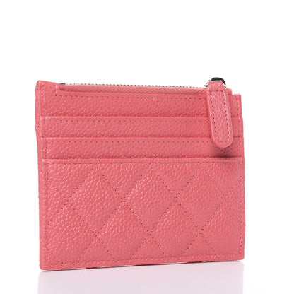 Chanel Caviar Quilted CC Zip Card Holder Pink 3 of 8