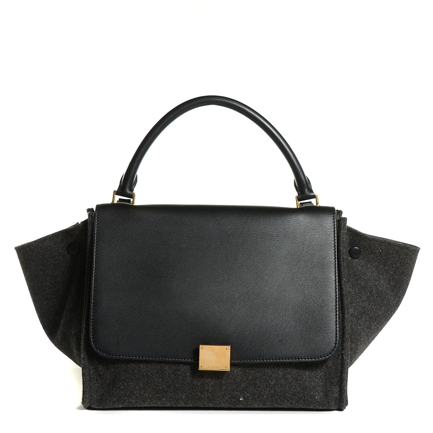 Smooth Calfskin Felt Medium Trapeze Dark Grey