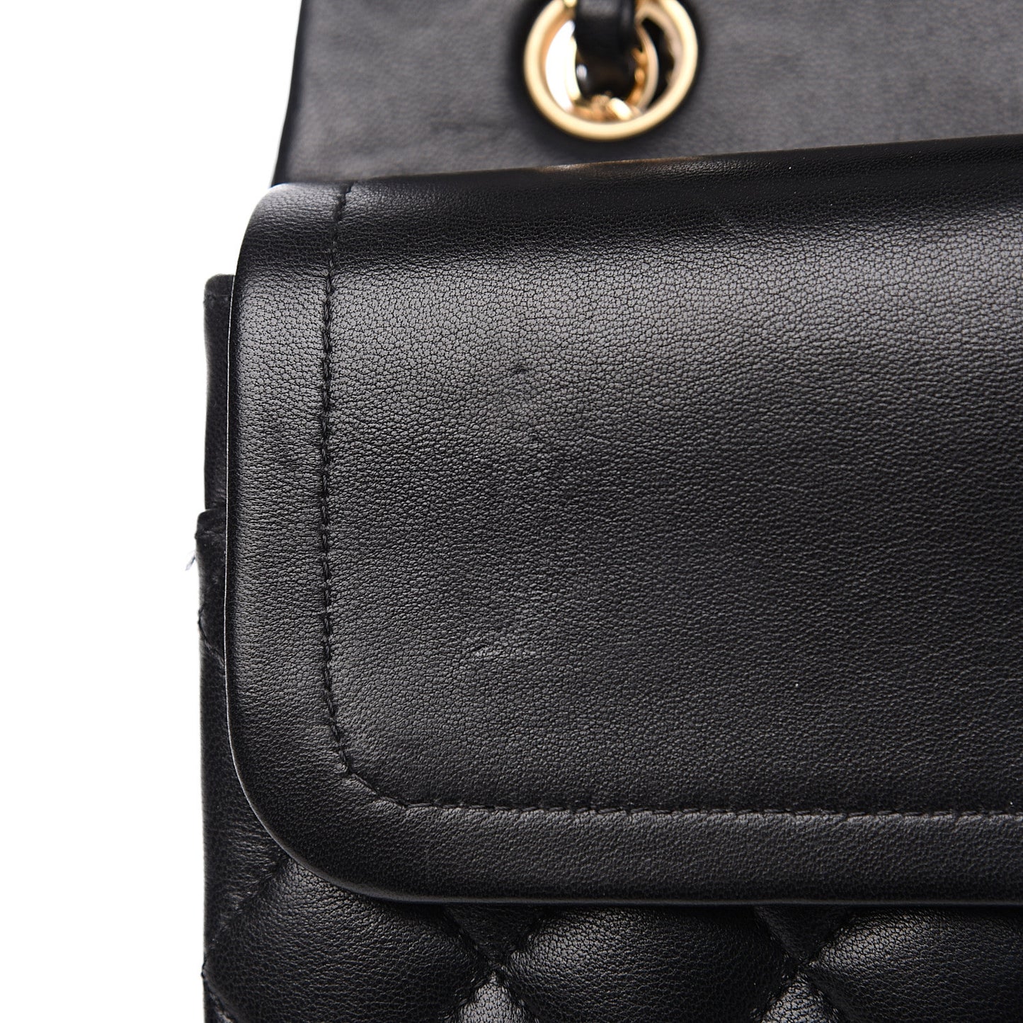 Lambskin Quilted Medium Double Flap Black