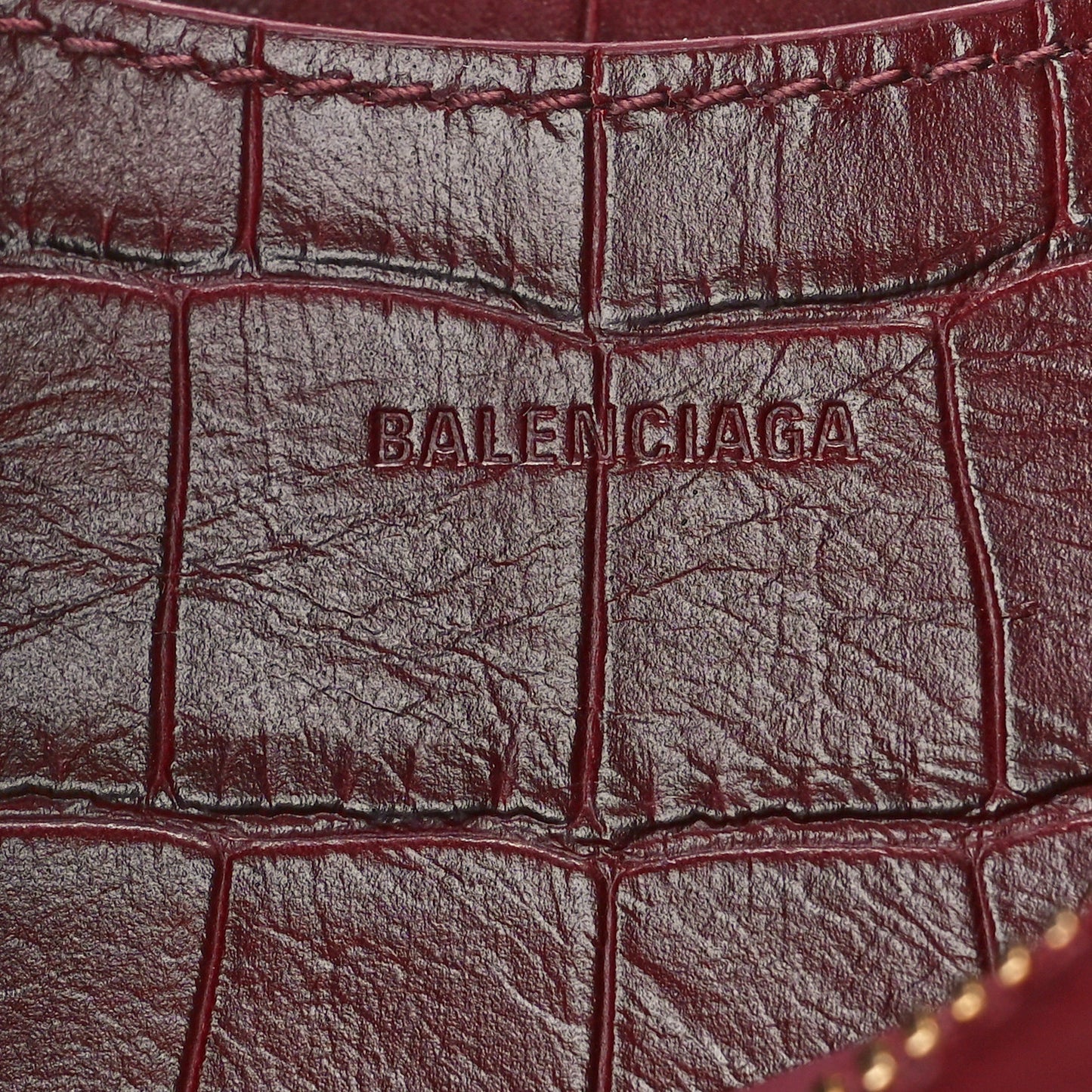 Calfskin Crocodile Embossed Neo Classic Gold Hardware Nano City Dark Red