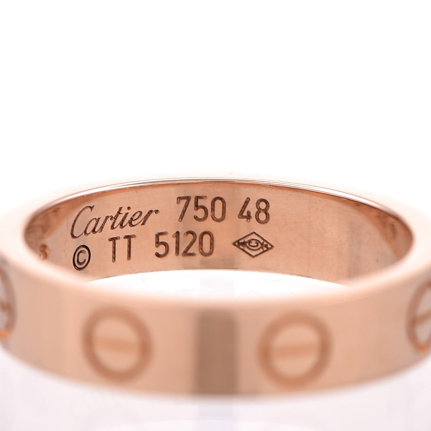 18K Pink Gold Diamond 4mm LOVE Ring 48 4.5