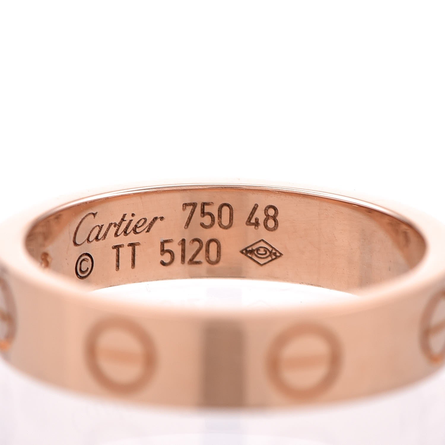 Cartier 18K Pink Gold Diamond 4mm LOVE Ring 48 4.5 5 of 5