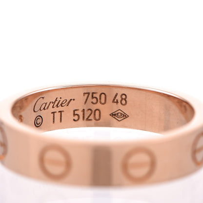 Cartier 18K Pink Gold Diamond 4mm LOVE Ring 48 4.5 5 of 5