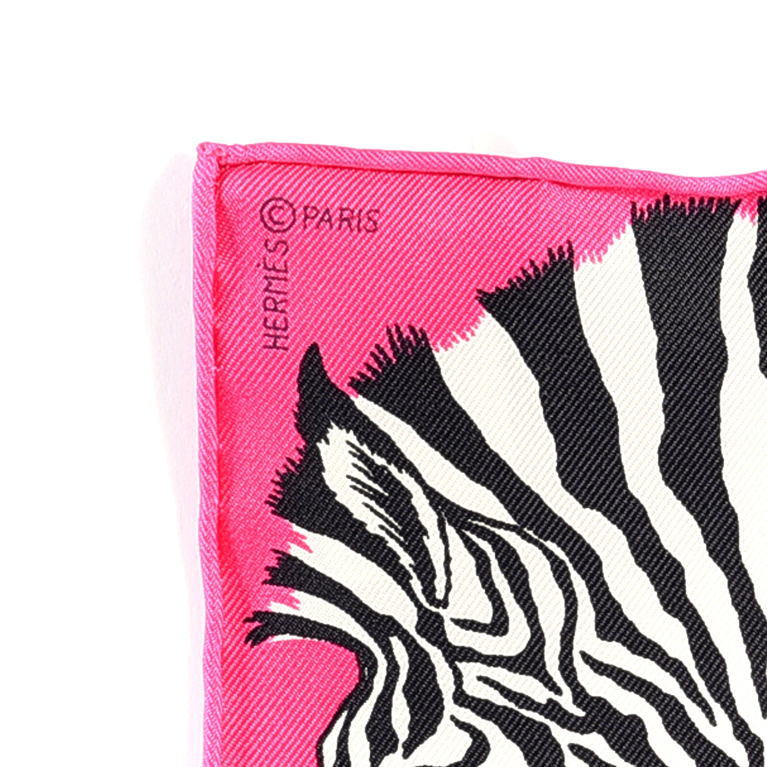 Hermes Silk Carre Zebra Pegasus Nano Scarf 20 Rose Bonbon Black White 2 of 3