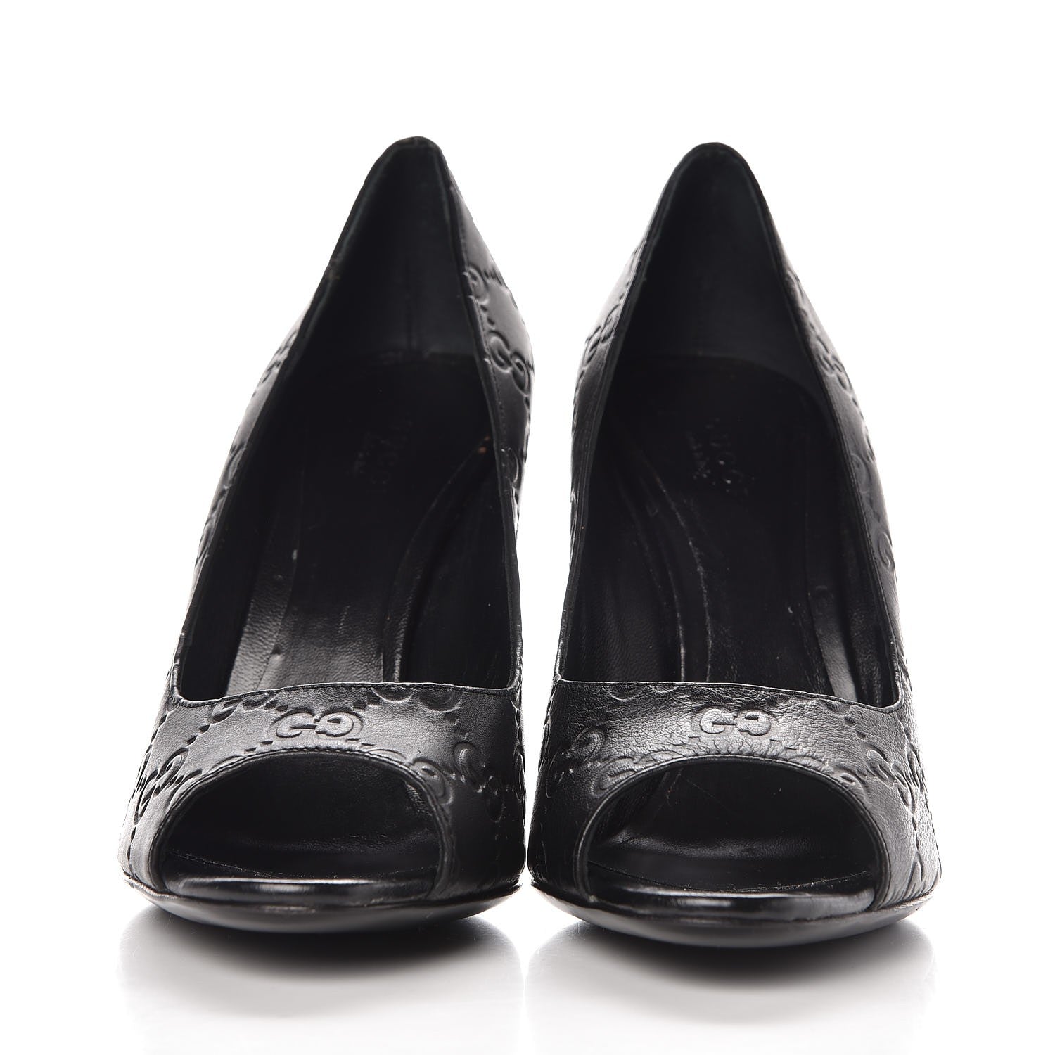 Gucci Guccissima Peep Toe Pumps 37.5 Black 2 of 12