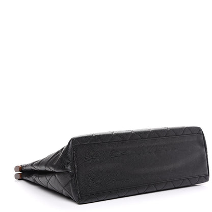 Chanel Caviar Quilted Wood Handle Tote Black 3 of 10