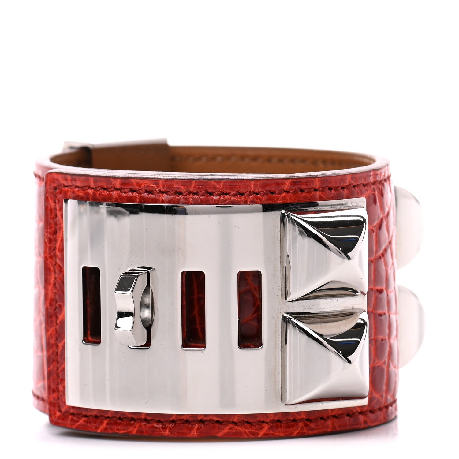 Hermes Shiny Alligator Collier De Chien CDC Bracelet S Sanguine 4 of 6