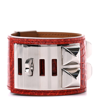 Hermes Shiny Alligator Collier De Chien CDC Bracelet S Sanguine 4 of 6