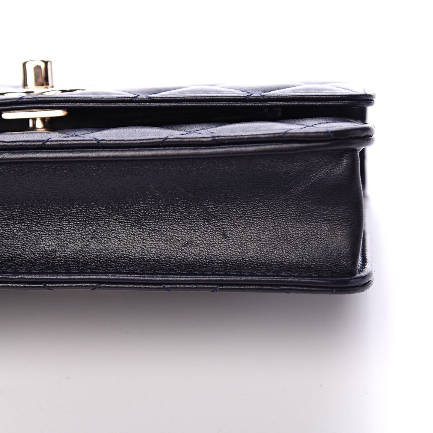 Lambskin Quilted Trendy CC Wallet On Chain WOC Navy