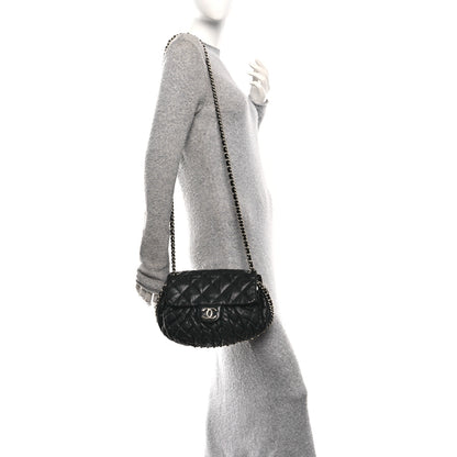 Chanel Washed Lambskin Quilted Medium Chain Around Messenger Black 2 of 10