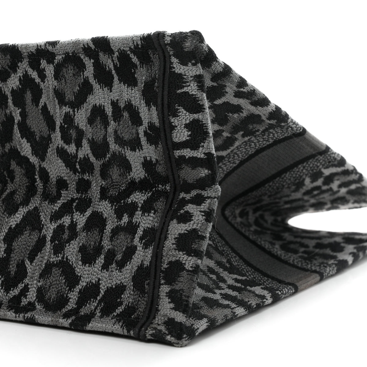 Canvas Mizza Embroidered Large Leopard Book Tote Grey