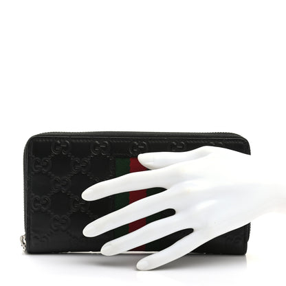 Gucci Guccissima Web Zip Around Wallet Black 2 of 8