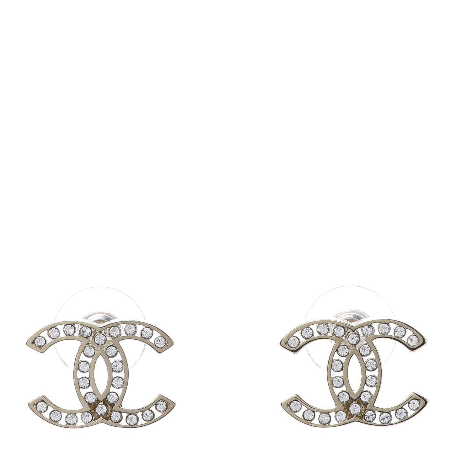 Chanel Crystal CC Large Earrings Gold 1 of 5