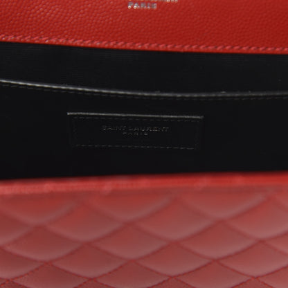 Saint Laurent Grain De Poudre Textured Mixed Matelasse Triquilt Medium Monogram Satchel Rouge Eros 8 of 10