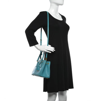 Prada Saffiano Mini Galleria Double Zip Tote Turchese 2 of 7