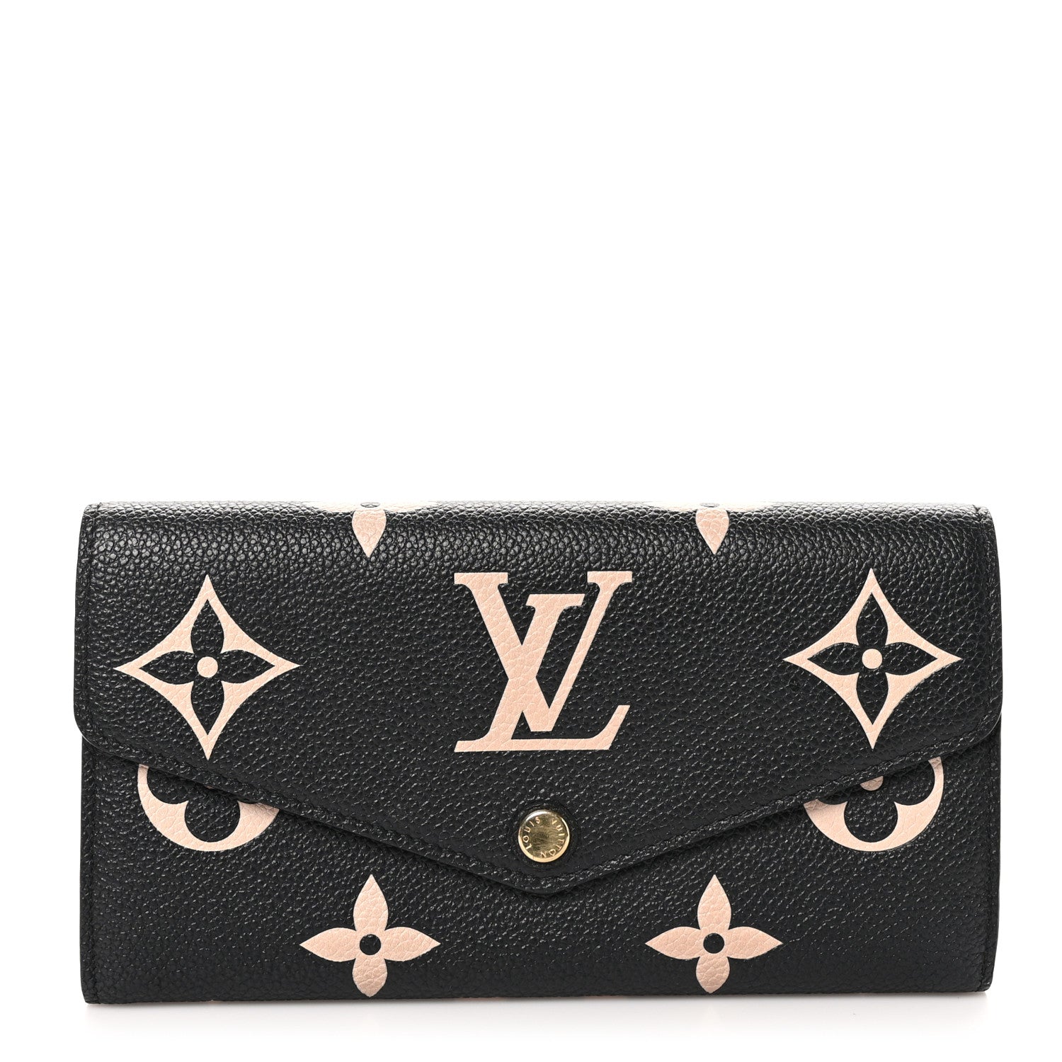 Louis Vuitton Monogram Empreinte Giant Sarah Wallet Black Beige 1 of 8