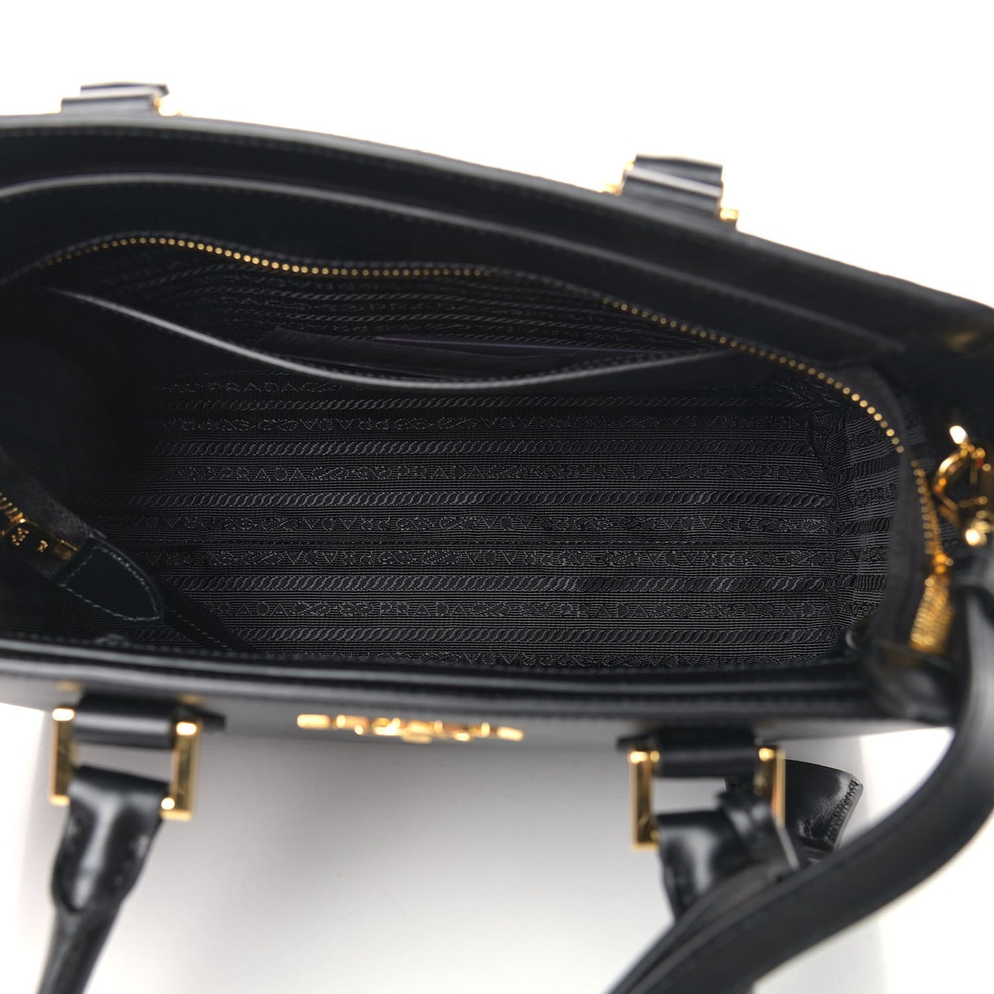 Saffiano Soft Calfskin Small Zippered Tote Black