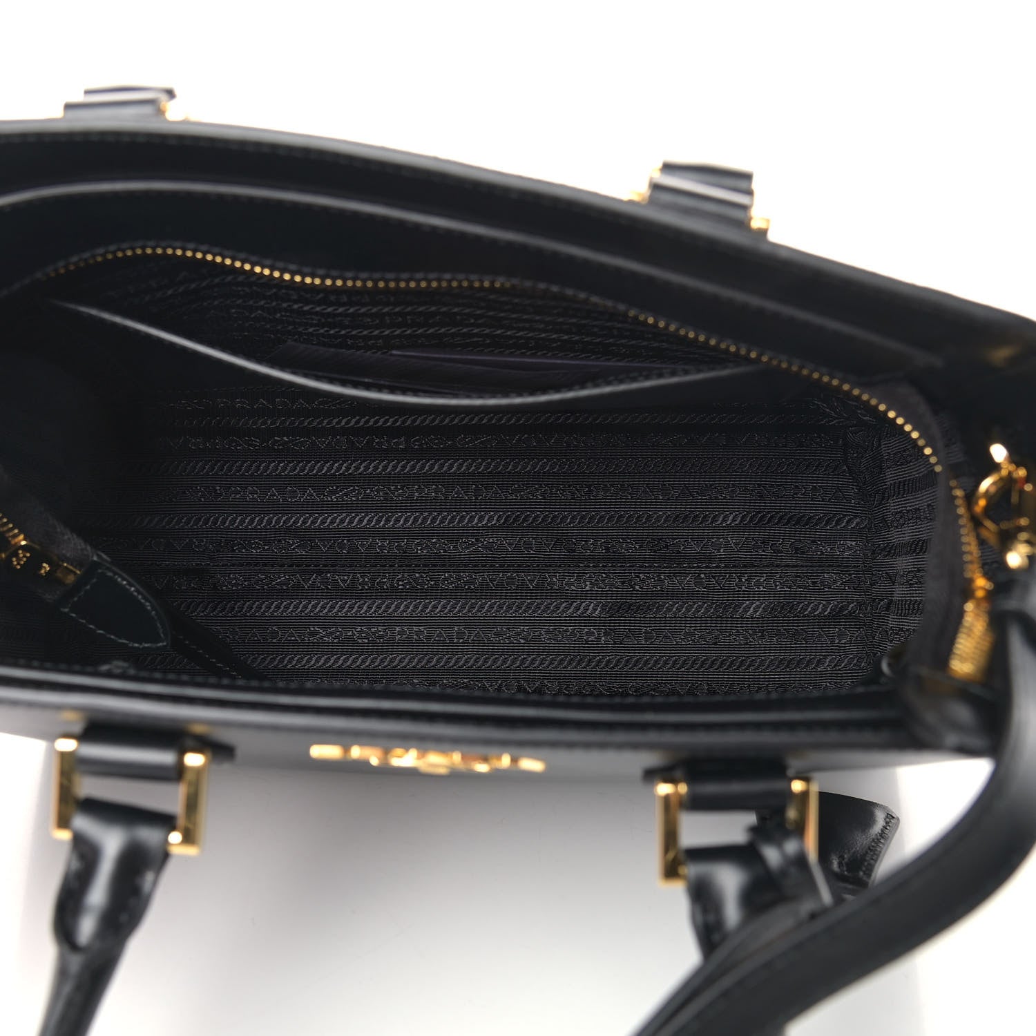 Prada Saffiano Soft Calfskin Small Zippered Tote Black 4 of 9