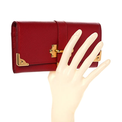 Prada Saffiano Cahier Continental Flap Travel Wallet Fuoco 2 of 12