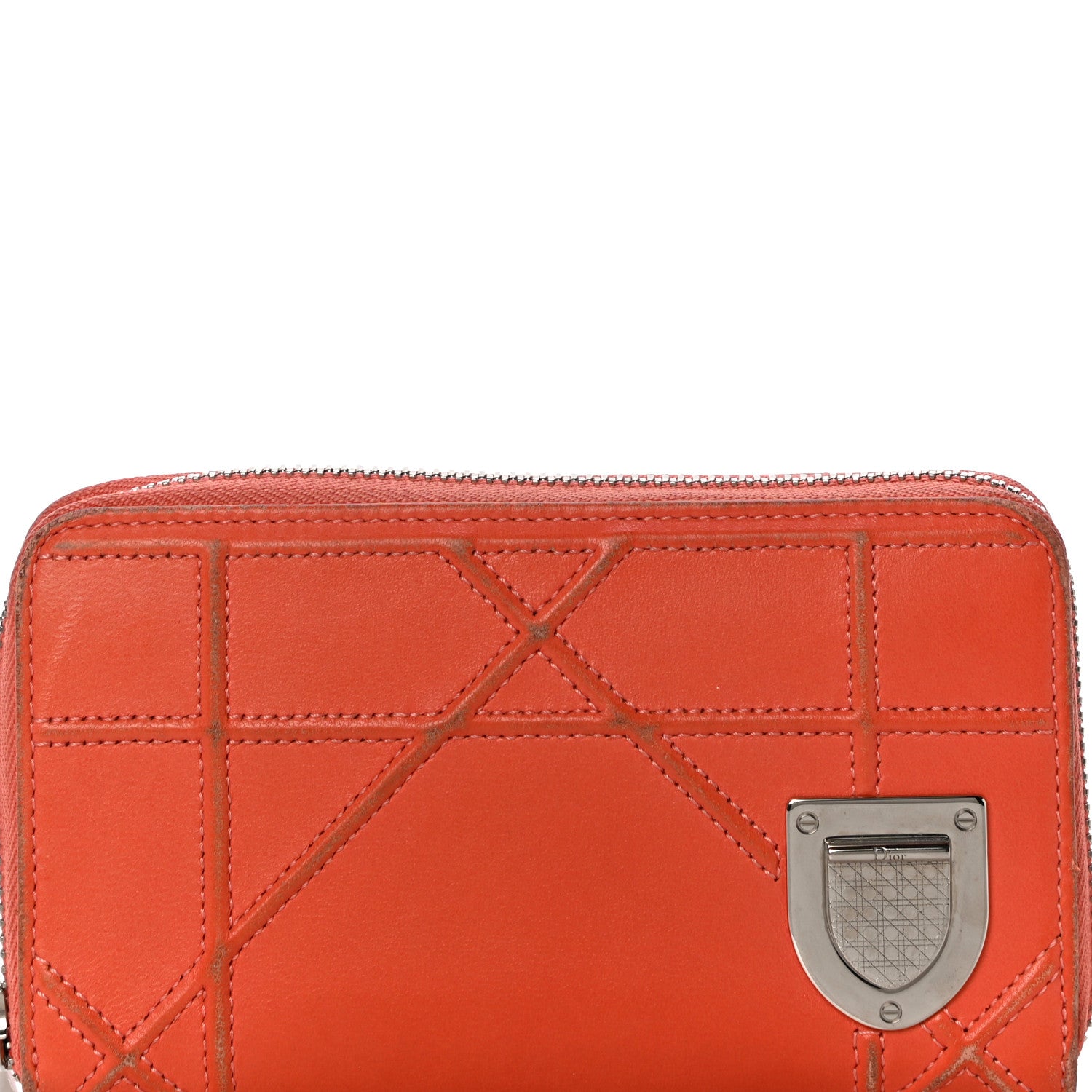 Christian Dior Calfskin Cannage Medium Diorama Voyageur Wallet Orange 7 of 24