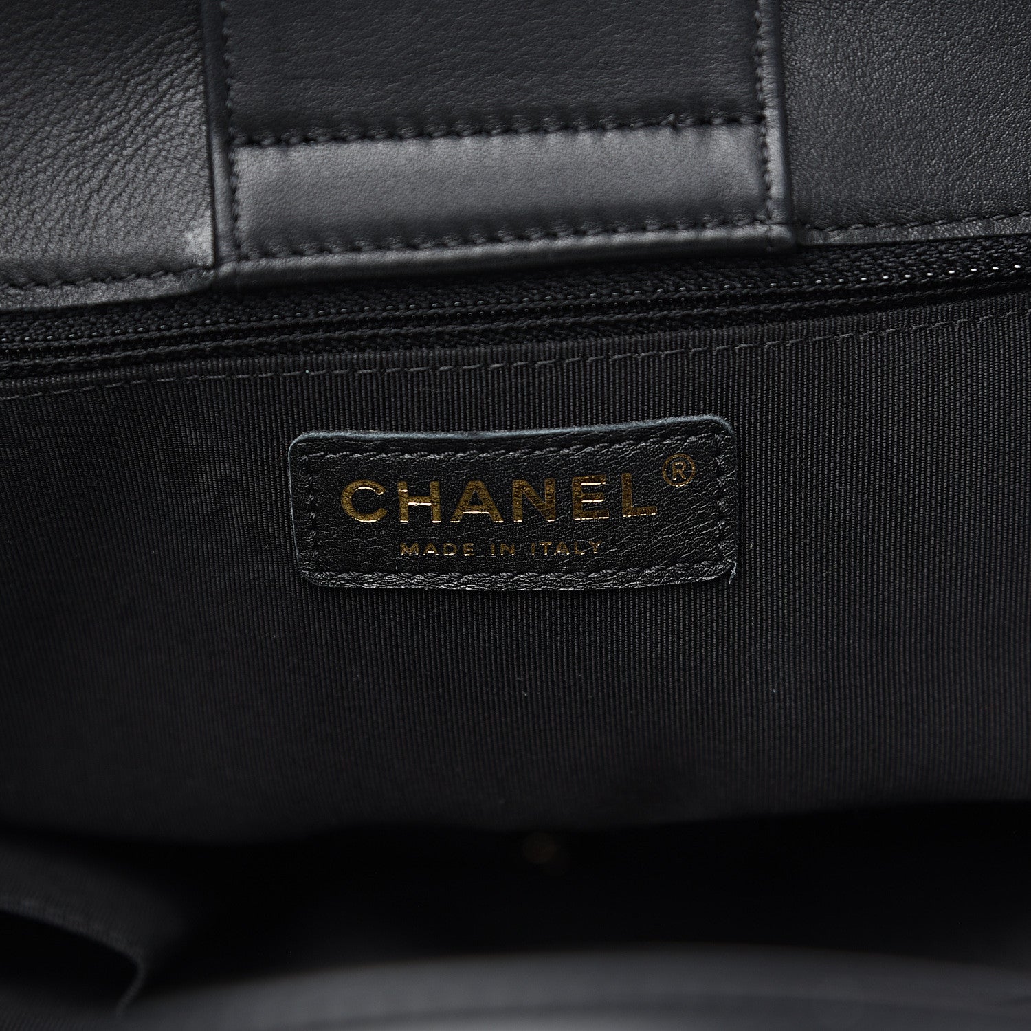 Chanel Calfskin Chevron Quilted Statement Shopping Tote Black 7 of 9