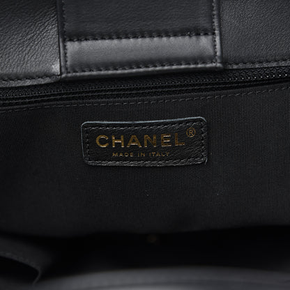Chanel Calfskin Chevron Quilted Statement Shopping Tote Black 7 of 9