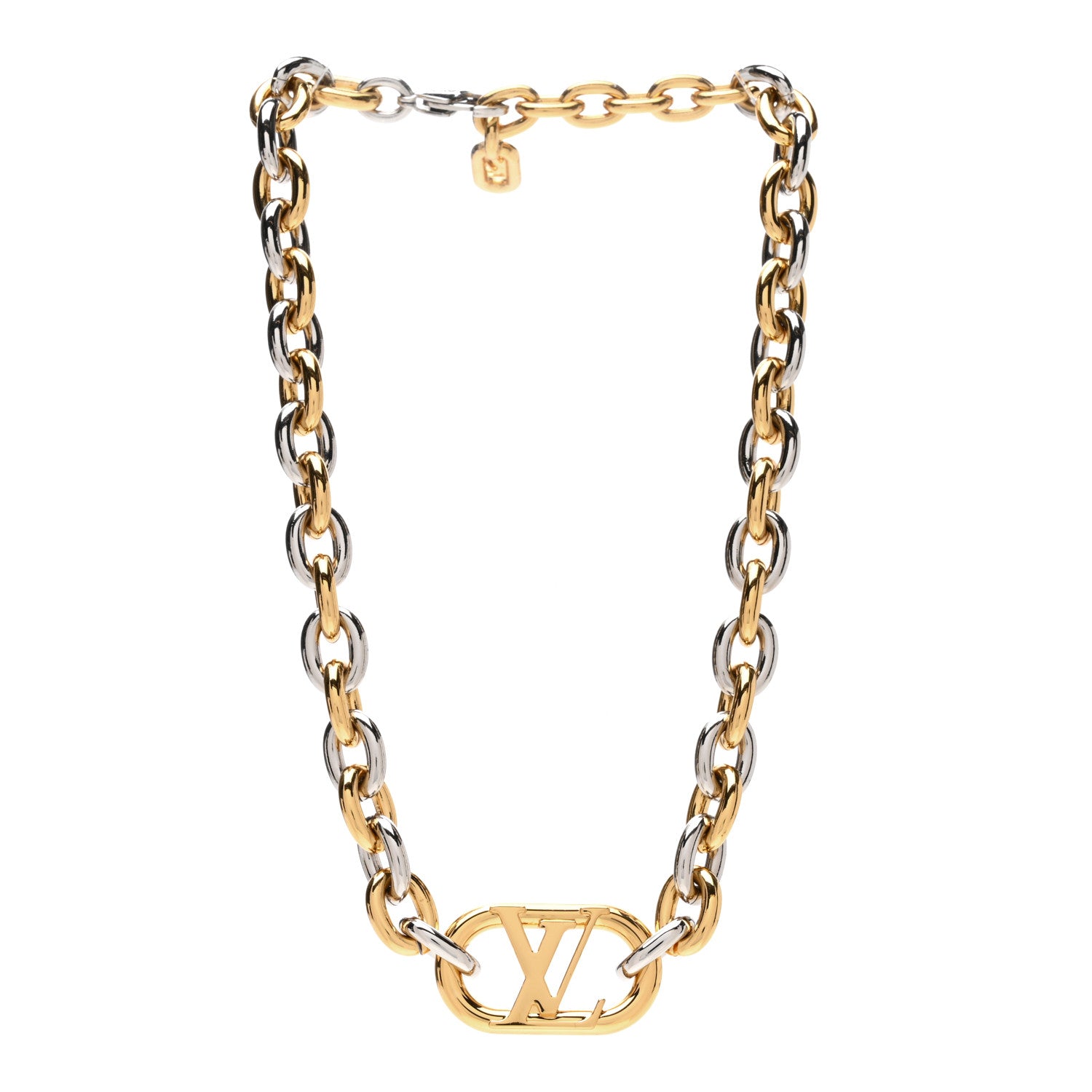 Louis Vuitton Metal Everyday LV Chain Necklace Gold Silver 3 of 4