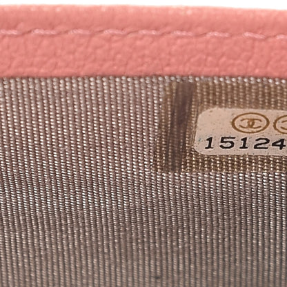 Chanel Goatskin Embossed Camellia Wallet On Chain WOC Light Pink 8 of 21