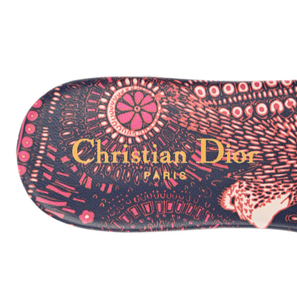 Christian Dior Canvas Embroidered Animals Dway Mules Slide Sandals 37 Deep Blue Fuchsia 12 of 18