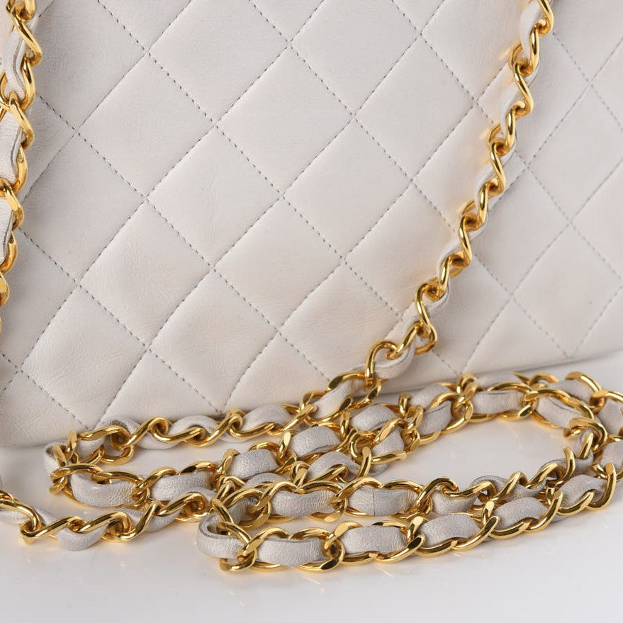 Lambskin Quilted Mini Square Flap White