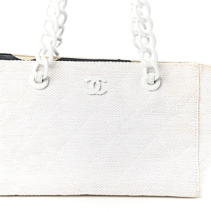 Chanel Woven Canvas Bekko Chain Tote White 8 of 10