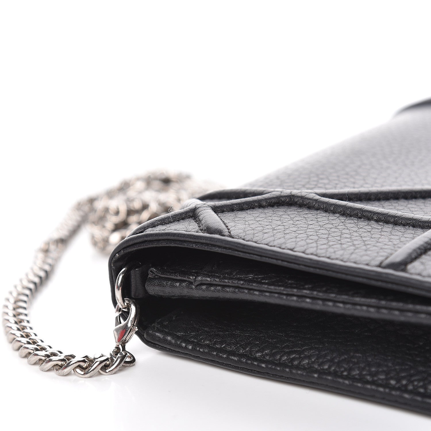 Christian Dior Grained Calfskin Diorama Wallet on Chain Pouch Black 16 of 18