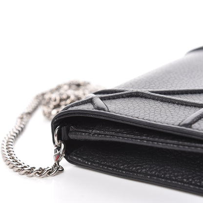 Christian Dior Grained Calfskin Diorama Wallet on Chain Pouch Black 16 of 18