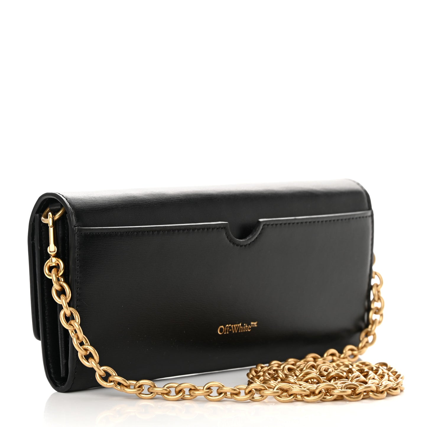 Calfskin Jitney Quote Flap Wallet On Chain Black