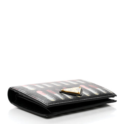 Prada Saffiano Lipstick Print Bi-Fold Wallet Black 4 of 7