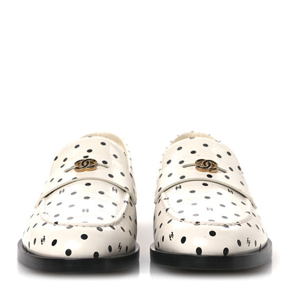 Chanel Printed Calfskin CC Dots Moccasin Loafers 36 Ivory Black 3 of 11