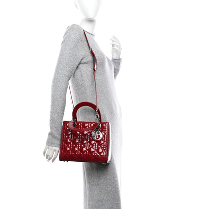 Christian Dior Patent Cannage Medium Lady Dior Burgundy Red 2 of 12
