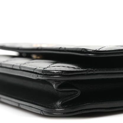 Chanel Calfskin Quilted Maxi Pearl Wallet On Chain WOC Black 11 of 12