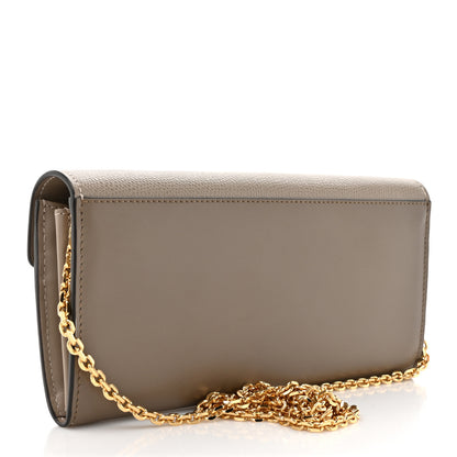 Fendi Vitello King Cruise FF Diamonds Continental Envelope Wallet On Chain Truffle Dove 3 of 10