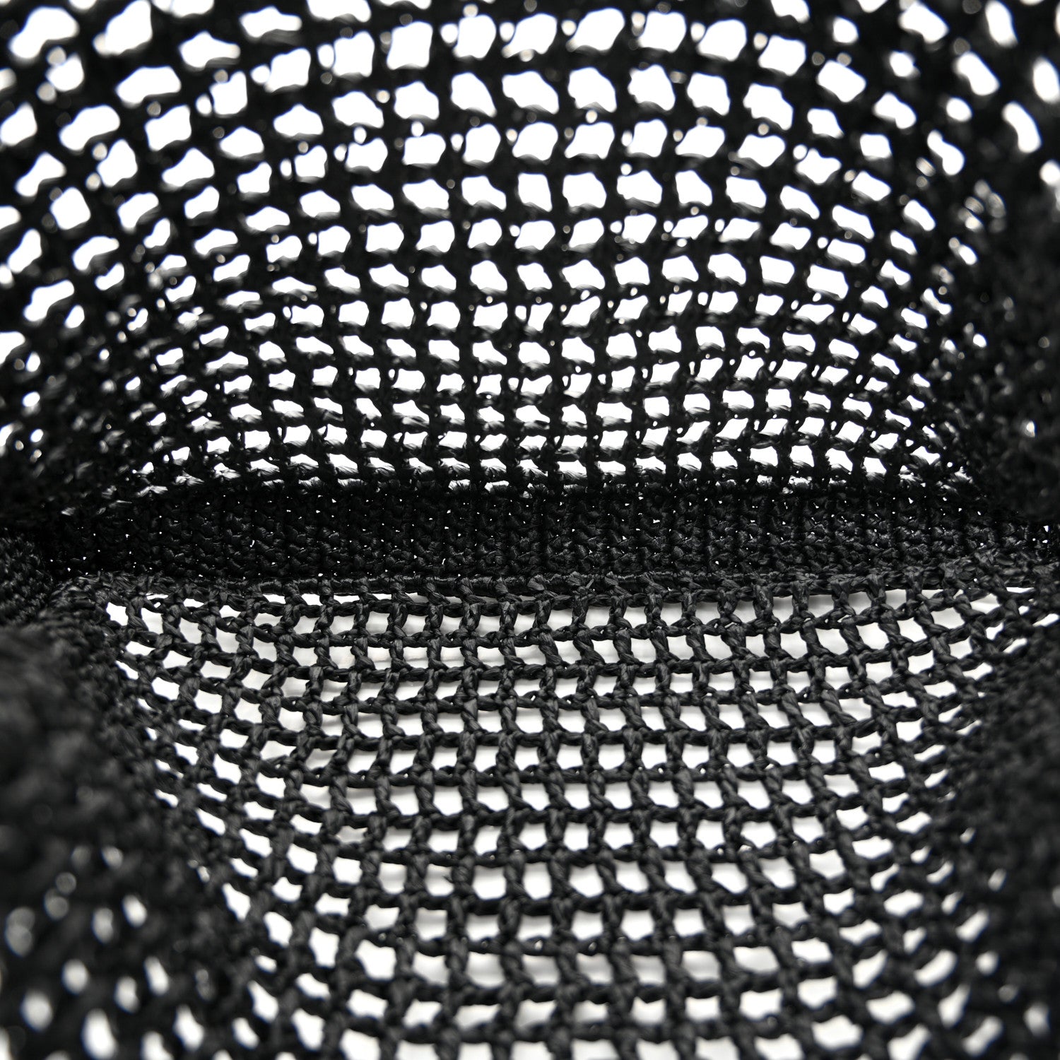 Prada Yarn Raffia Effect Crochet Logo Embroidered Tote Bag Black 5 of 9