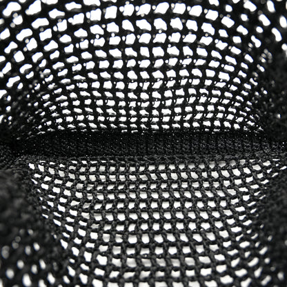 Prada Yarn Raffia Effect Crochet Logo Embroidered Tote Bag Black 5 of 9