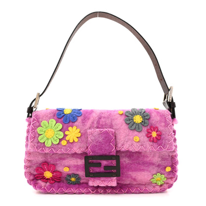 Fendi Felt Flower Applique Baguette Pink Multicolor 1 of 9