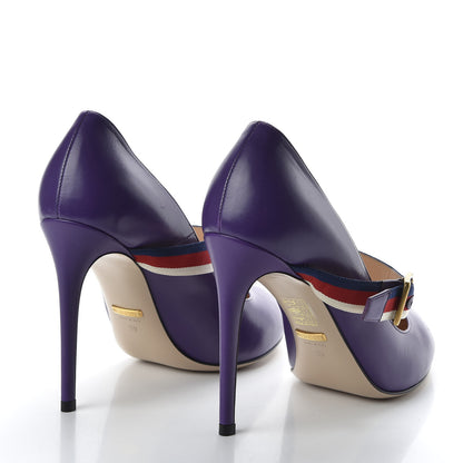 Gucci Malaga Kid Sylvie High Heel Pumps 39 Shine Purple 4 of 10