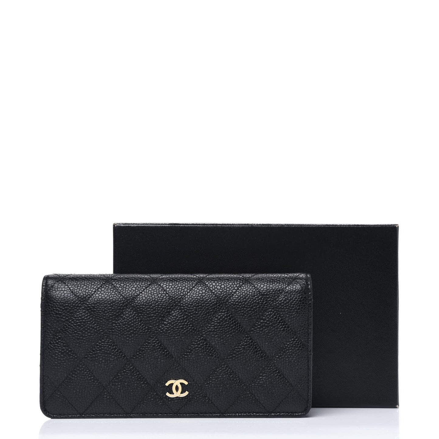 Caviar Quilted Yen Wallet Black