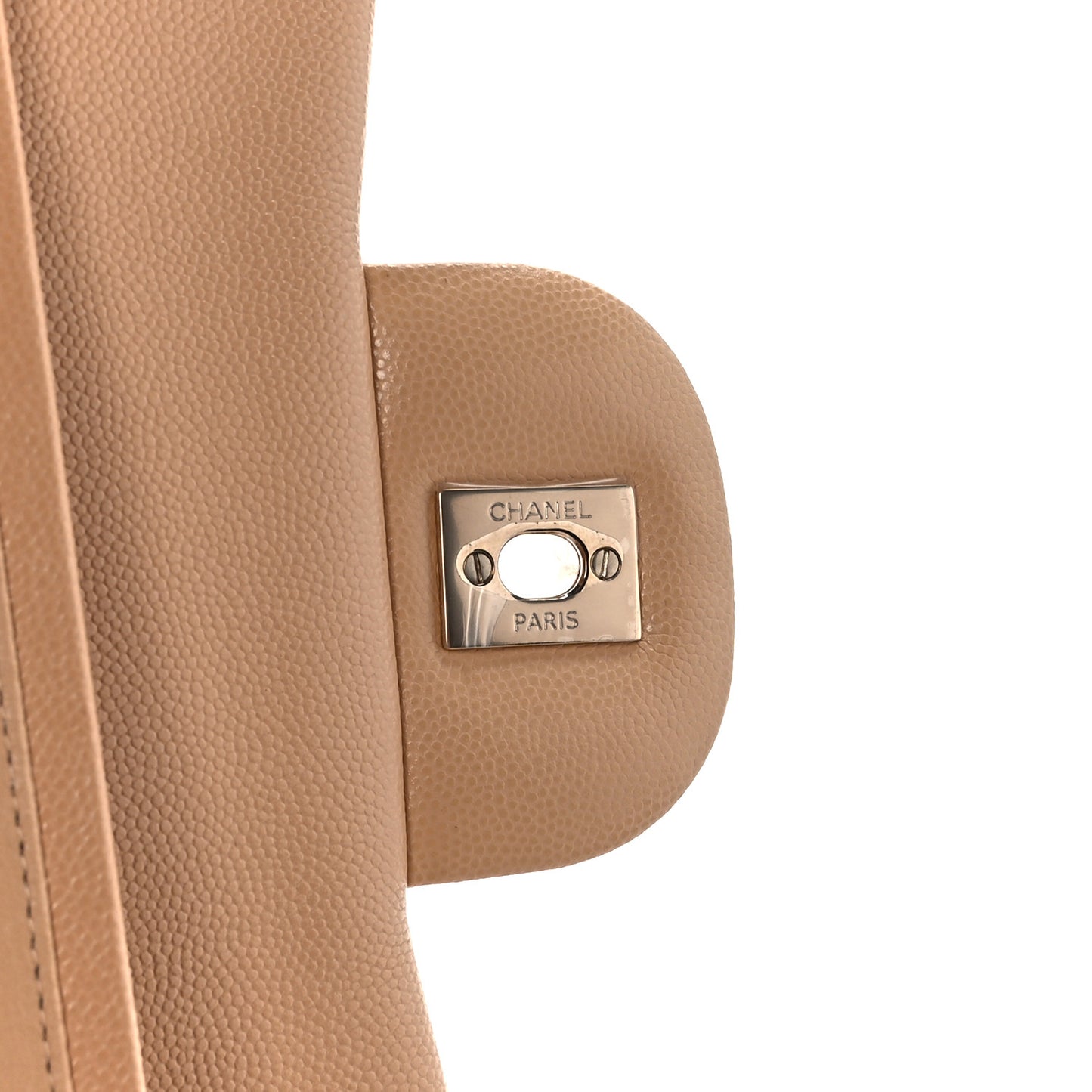 Caviar Quilted Jumbo Double Flap Beige Clair