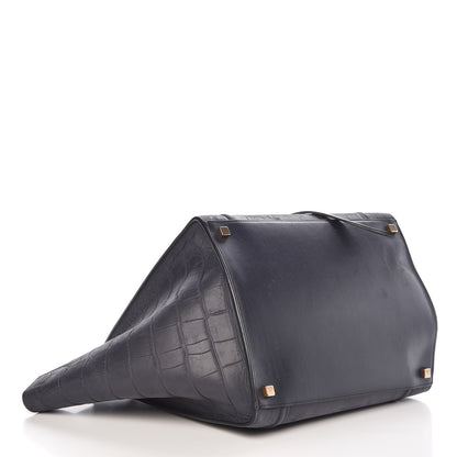 Celine Crocodile Embossed Calfskin Medium Phantom Luggage Navy Blue 4 of 7